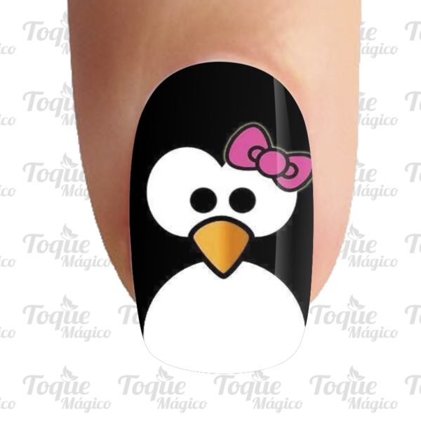 adesivos de unhas animal pinguim