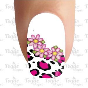 adesivo de unhas oncinha e flor animal print