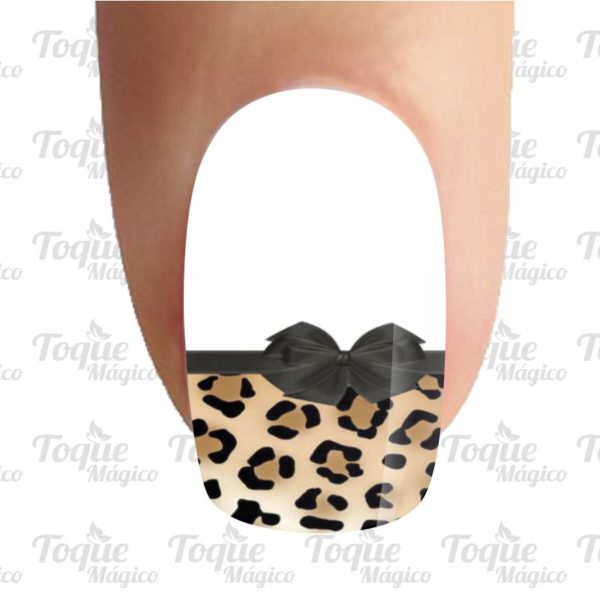 adesivo de unhas animal print lacinho